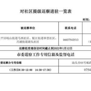 对社区提级巡察公告