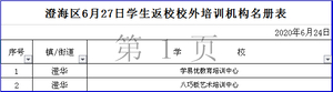 关于澄海区学易优教育培训中心等2所校外培训机构学生返校时间的公告