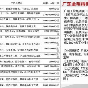 春送岗位(一)濠江区这些企业招工,待遇优厚,速来!